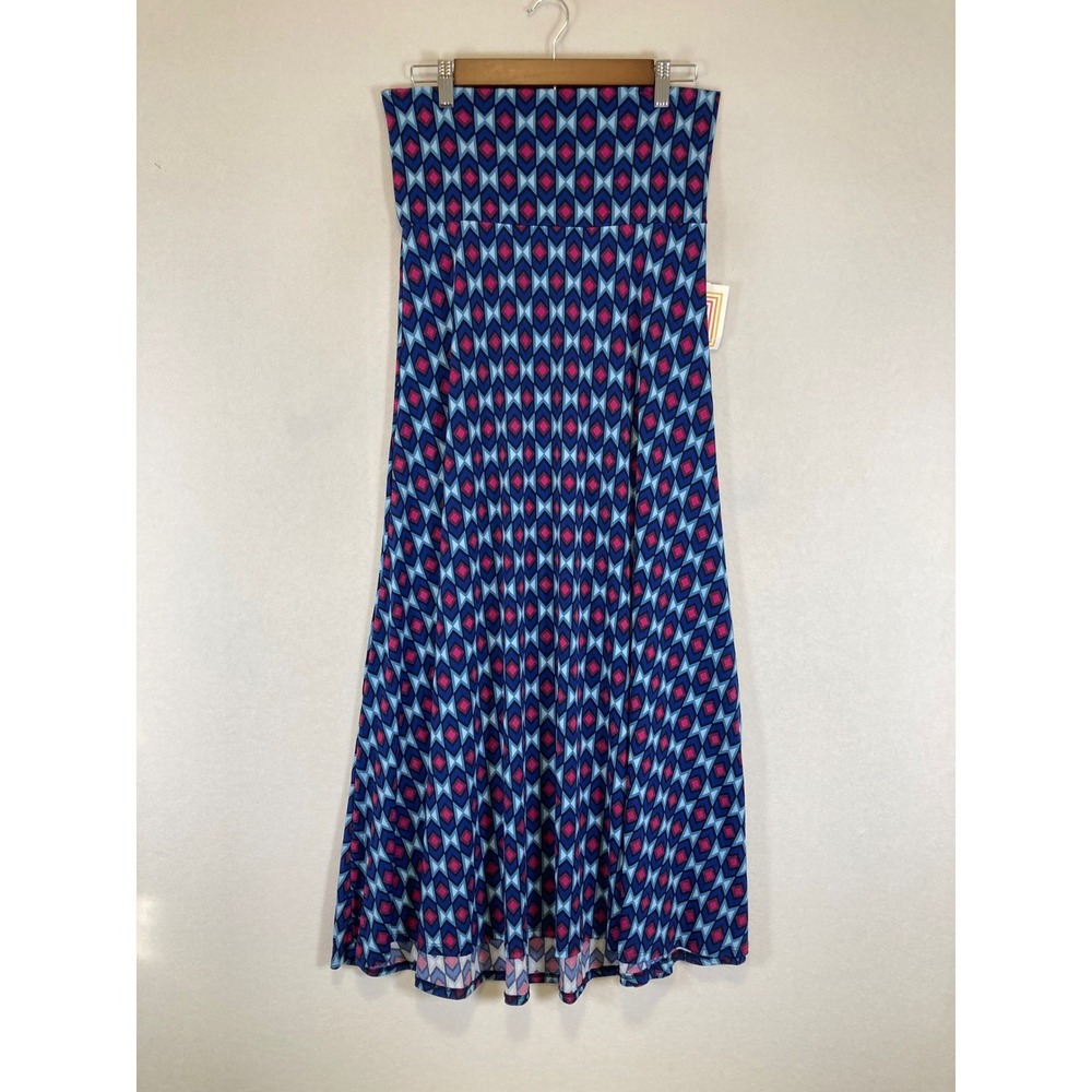Boho Geometric NWT LuLaRoe Women Small Blue Pink Diamond Print Maxi Skirt